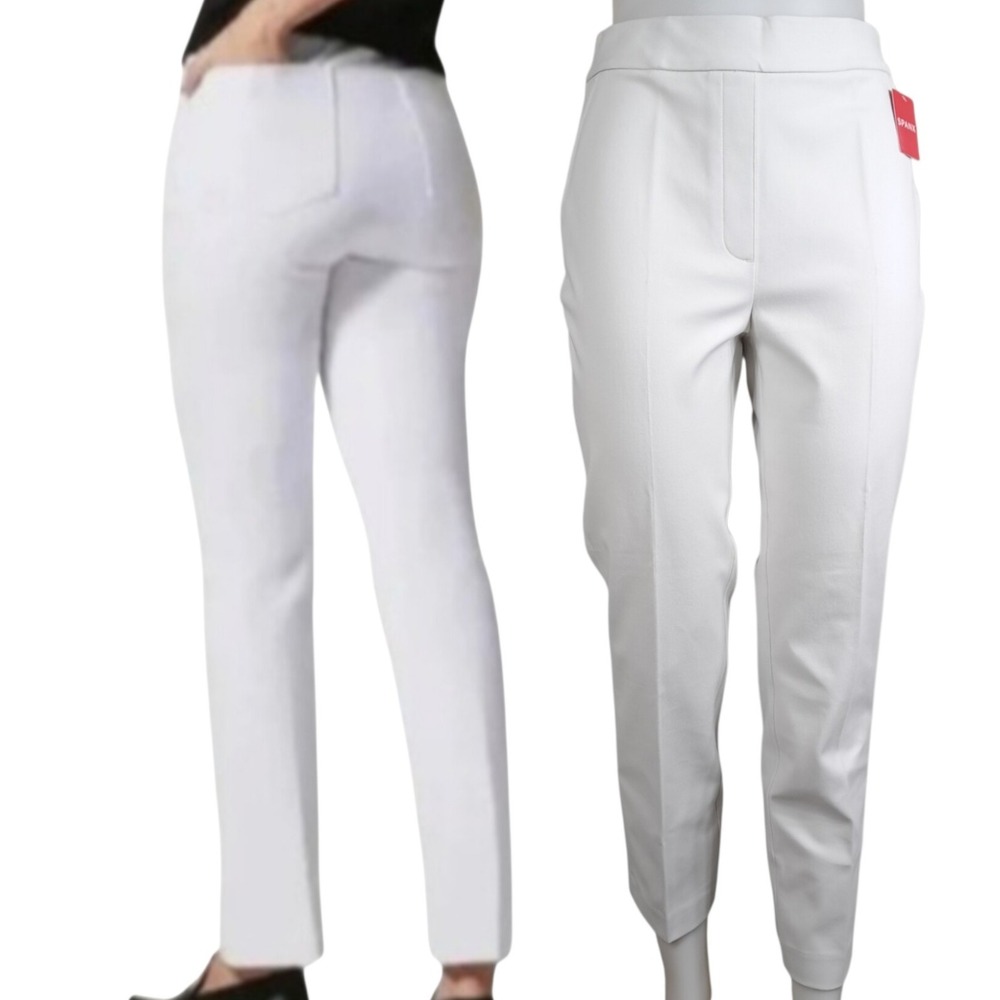Spanx Women's Pants Size Large Classic‎ White Slim Straight Stretch Pull On
